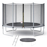 Trampoline KANGUI - GRIS Ř 426-430 cm – Enfant – Échelle & Bâche – Certification CE & NF EN 71–14