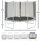 Trampoline KANGUI - GRIS Ř 426-430 cm – Enfant – Échelle & Bâche – Certification CE & NF EN 71–14