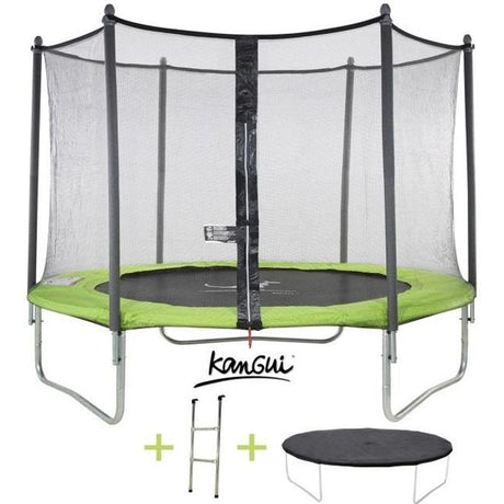 Trampoline KANGUI - TWIN Ř 300-305 cm – Enfant – Rebond Optimal – Échelle & Bâche – Certification CE & NF EN 71-14