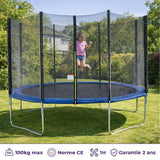 Trampoline Ř 360 cm Bleu MAXI ECO - KANGUI - Avec Filet, Echelle, Couverture de Protection