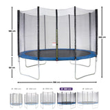 Trampoline Ř 360 cm Bleu MAXI ECO - KANGUI - Avec Filet, Echelle, Couverture de Protection