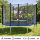 Trampoline KANGUI - BLEU Ř 426-430 cm – Enfant – Échelle & Bâche – Certification CE & NF EN 71–14