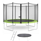KANGUI Trampoline TWIN Ř 430cm - Vert - avec filet, échelle, couverture de protection