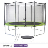 KANGUI Trampoline TWIN Ř 430cm - Vert - avec filet, échelle, couverture de protection