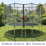 KANGUI Trampoline TWIN Ř 430cm - Vert - avec filet, échelle, couverture de protection