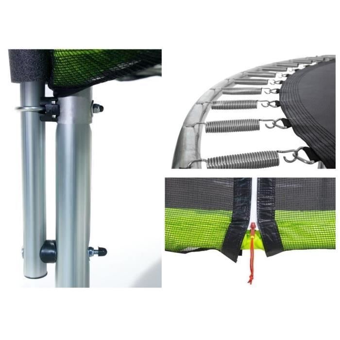 KANGUI Trampoline TWIN Ř 430cm - Vert - avec filet, échelle, couverture de protection