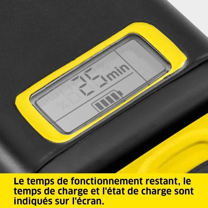 Batterie KARCHER Power 18V/5Ah avec chargeur secteur - Ecran LCD et grips antidÈrapants