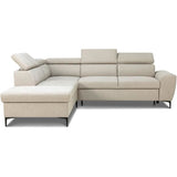 Canapé d'angle convertible réversible avec coffre - 5 places - KASIMIR - Tissu beige - 258 x 79/98 x 219 cm