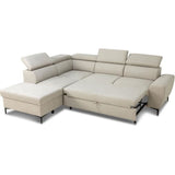 Canapé d'angle convertible réversible avec coffre - 5 places - KASIMIR - Tissu beige - 258 x 79/98 x 219 cm