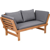 Banquette de jardin convertible en acacia FSC - 2 places - Avec coussins - KAYDA - Gris foncÈ