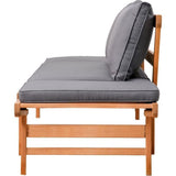 Banquette de jardin convertible en acacia FSC - 2 places - Avec coussins - KAYDA - Gris foncÈ