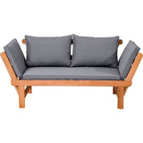 Banquette de jardin convertible en acacia FSC - 2 places - Avec coussins - KAYDA - Gris foncÈ