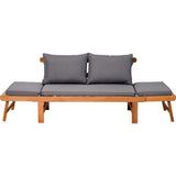 Banquette de jardin convertible en acacia FSC - 2 places - Avec coussins - KAYDA - Gris foncÈ