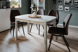 Table a manger extensible - KAYRI - Rectangulaire - Béton / Blanc - 4 a 6 personnes - 120-160 x 76 x 90 cm