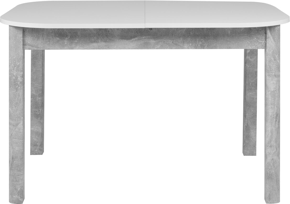 Table a manger extensible - KAYRI - Rectangulaire - Béton / Blanc - 4 a 6 personnes - 120-160 x 76 x 90 cm