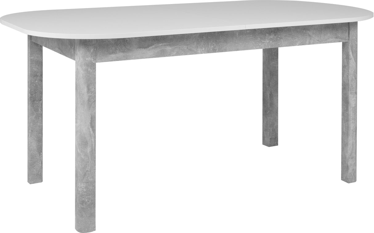 Table a manger extensible - KAYRI - Rectangulaire - Béton / Blanc - 6 a 8 personnes - 160-200 x 76 x 90 cm