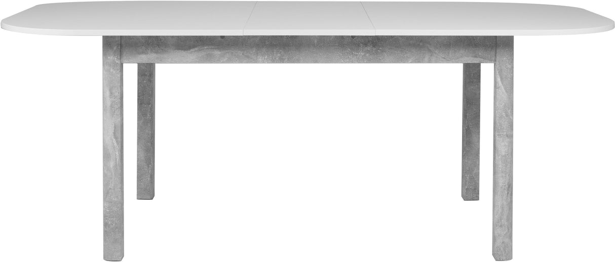 Table a manger extensible - KAYRI - Rectangulaire - Béton / Blanc - 6 a 8 personnes - 160-200 x 76 x 90 cm