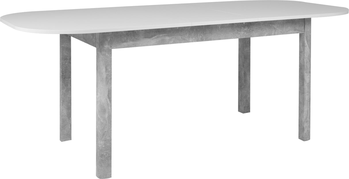Table a manger extensible - KAYRI - Rectangulaire - Béton / Blanc - 6 a 8 personnes - 160-200 x 76 x 90 cm