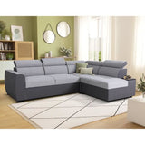 Canapé d'angle convertible réversible - 4/5 places - KELIO - Simili Anthracite / Tissu Gris - 3 tétieres - 245 x 184 x 77/87 cm