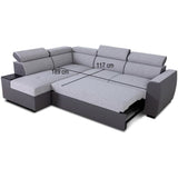 Canapé d'angle convertible réversible - 4/5 places - KELIO - Simili Anthracite / Tissu Gris - 3 tétieres - 245 x 184 x 77/87 cm