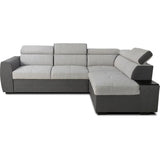 Canapé d'angle convertible réversible - 4/5 places - KELIO - Tissu Anthracite/Gris - 3 tétieres - 245 x 184 x 77/87 cm