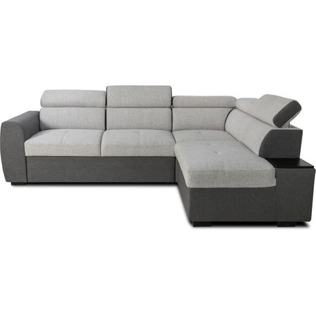 Canapé d'angle convertible réversible - 4/5 places - KELIO - Tissu Anthracite/Gris - 3 tétieres - 245 x 184 x 77/87 cm