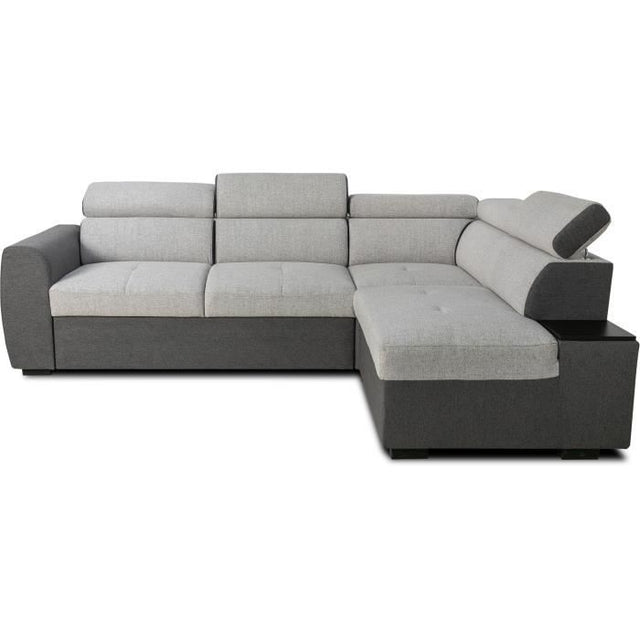 Canapé d'angle convertible réversible - 4/5 places - KELIO - Tissu Anthracite/Gris - 3 tétieres - 245 x 184 x 77/87 cm