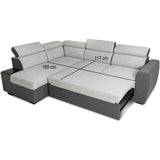 Canapé d'angle convertible réversible - 4/5 places - KELIO - Tissu Anthracite/Gris - 3 tétieres - 245 x 184 x 77/87 cm