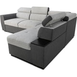 Canapé d'angle convertible réversible - 4/5 places - KELIO - Tissu Anthracite/Gris - 3 tétieres - 245 x 184 x 77/87 cm