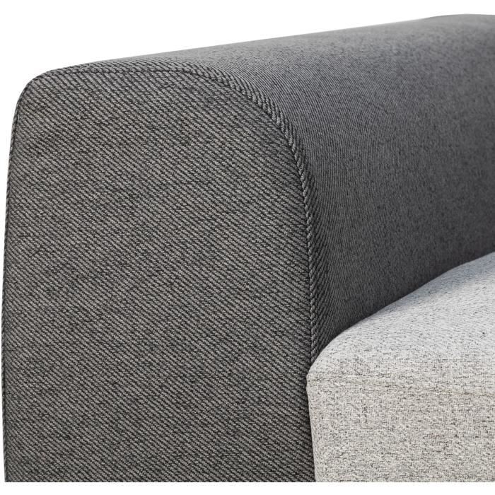 Canapé d'angle convertible réversible - 4/5 places - KELIO - Tissu Anthracite/Gris - 3 tétieres - 245 x 184 x 77/87 cm