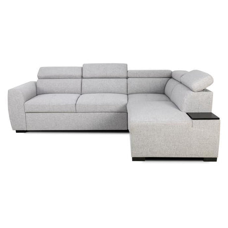Canapé d'angle convertible réversible - 4/5 places - KELIO - Tissu Gris - 3 tétieres - 245 x 184 x 77/87 cm