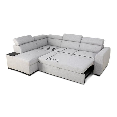 Canapé d'angle convertible réversible - 4/5 places - KELIO - Tissu Gris - 3 tétieres - 245 x 184 x 77/87 cm