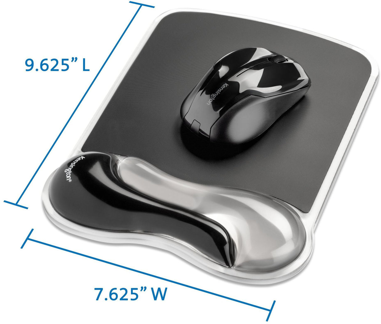 Kensington, Tapis de souris avec repose-poignet, Duo gel, Noir et fumé