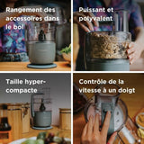 Robot multifonction KENWOOD FDP22.000GY - 1 vitesse + Pulse - 650W - Bol 1,3L + accessoires