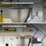 Robot pâtissier Chef - KENWOOD - KVC3100S - Bol Inox 4,6 L - Pétrin, fouet et batteur inclus - 1000 W - Argent