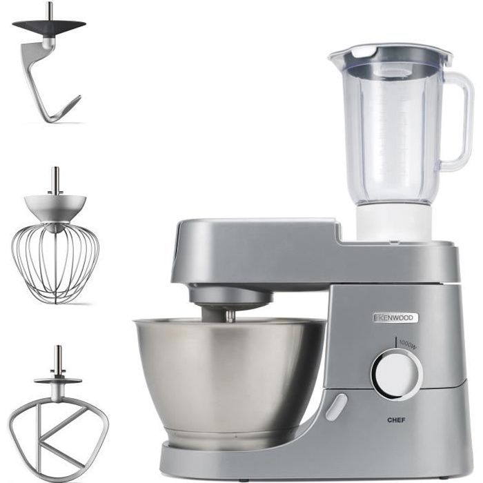 Robot pâtissier KENWOOD Chef KVC3110S  Kit pâtissier et blender inclus - silver - 1000 W  format compact