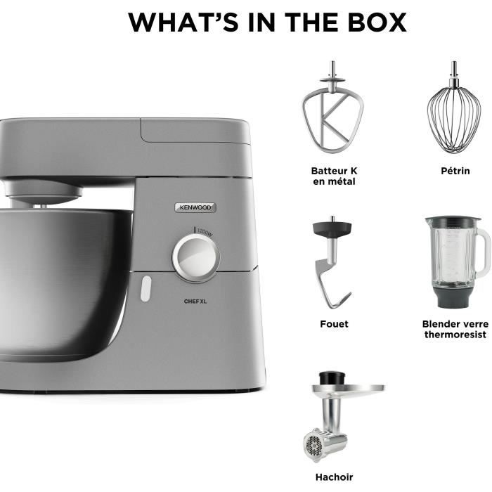 Robot pâtissier multifonction - KENWOOD KVL4170S - Chef XL - Blender 6,7L + Hachoir métal - Coloris Silver
