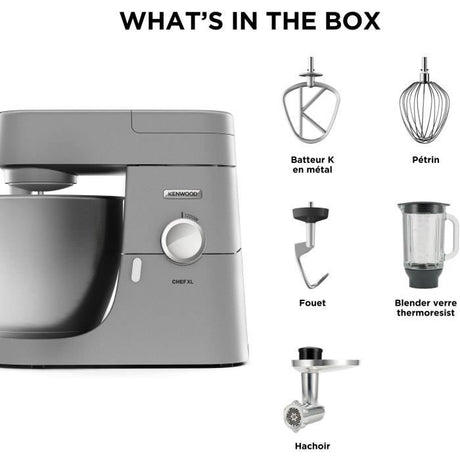 Robot pâtissier multifonction - KENWOOD KVL4170S - Chef XL - Blender 6,7L + Hachoir métal - Coloris Silver