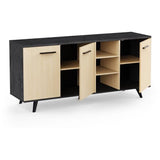 Ensemble séjour - Enfilade, Buffet haut, Table - KENT - Chene de fil / Sidewalk - DEMEYERE