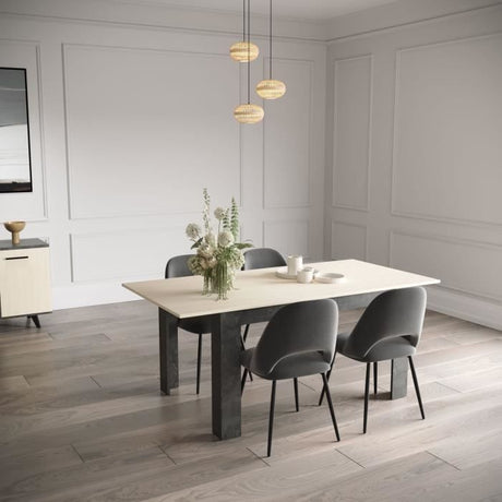 Table a manger fixe - KENT - Chene de fil / Sidewalk - Rectangulaire - 4 / 6 personnes - 140 x 90 x 77 cm - DEMEYERE