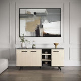 Enfilade Buffet  - KENT - Chene de fil / Sidewalk - 3 portes ouvrantes - 3 niches - L 160,7x l 43,9x H73,3 cm  - DEMEYERE