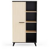 Buffet haut H 153,9 cm - KENT - Chene de fil / Sidewalk - 1 porte - 4 niches - DEMEYERE
