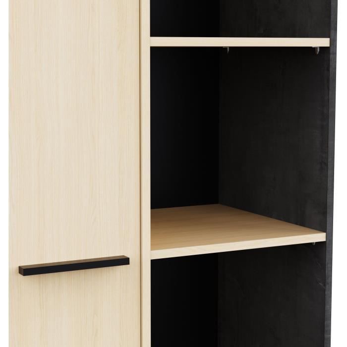 Buffet haut H 153,9 cm - KENT - Chene de fil / Sidewalk - 1 porte - 4 niches - DEMEYERE