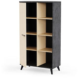 Buffet haut H 153,9 cm - KENT - Chene de fil / Sidewalk - 1 porte - 4 niches - DEMEYERE