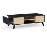 Table basse - KENT - Rectangulaire - Chene de file / Sidewalk - 2 tiroirs - 1 rayon - Pieds - 106,6 x 50,1 x 35,2 cm