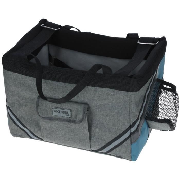 Sac a vélo pour chien et chat - KERBL - Vacation - Gris/bleu - 38x29x25 cm - Tissu robuste