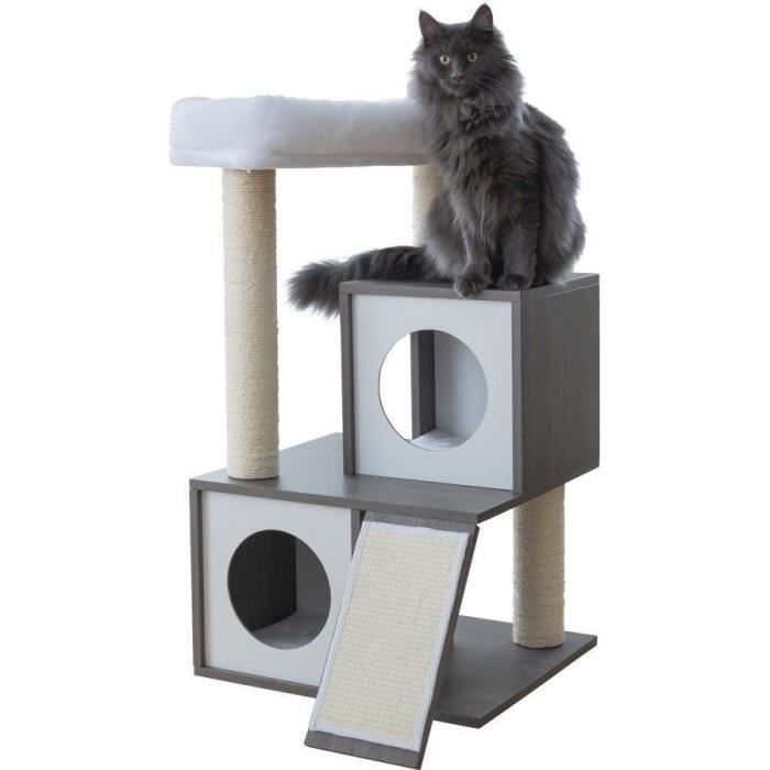 KERBL - Arbre a chat FLAIR - 48x44x86cm - Blanc/gris - Sisal
