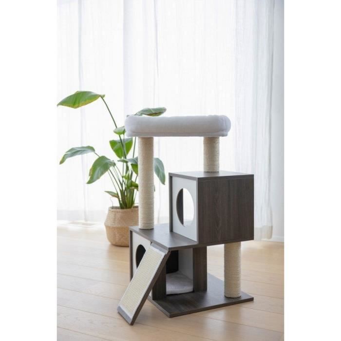 KERBL - Arbre a chat FLAIR - 48x44x86cm - Blanc/gris - Sisal
