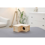 Abri pour petits rongeurs - Kerbl - Modele 3 chambres - Beige - Toit amovible - Montage simple - KERBL