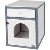KERBL - Maison de toilette pour chat - 58 x 45 x 60 cm- IDA - Blanc/bleu -